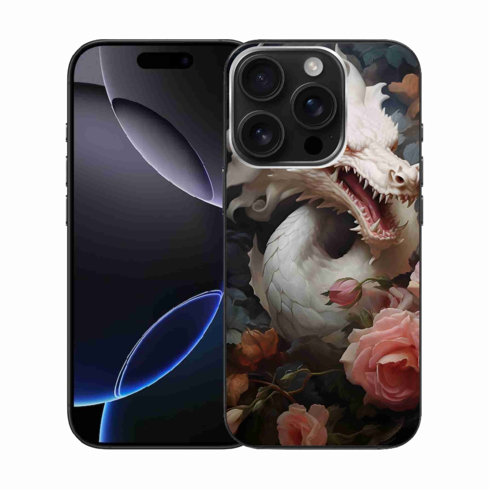 Gélový kryt mmCase na iPhone 16 Pro - biely drak