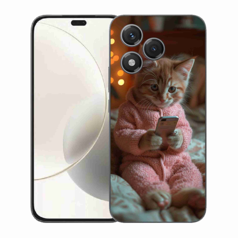 Gélový kryt mmCase na Honor 400 Lite - mačiatko s mobilom