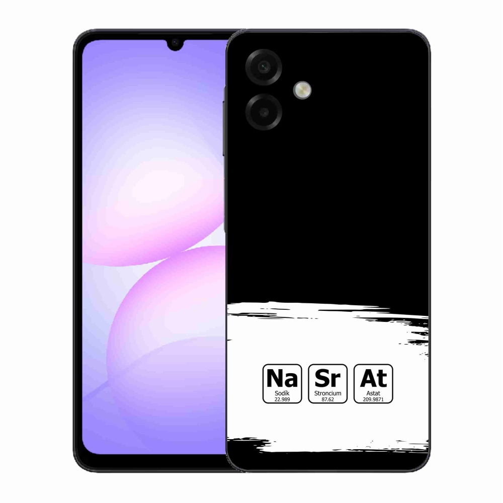 Gélový kryt mmCase na Samsung Galaxy A07 4G - chemické prvky bieločierne pozadie