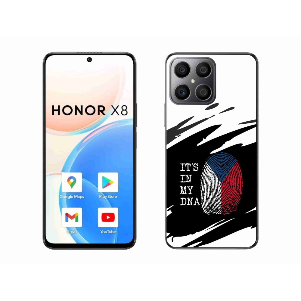 Gélový kryt mmCase na Honor X8 4G - vlajka odtlačok prsta čiernobiele pozadie