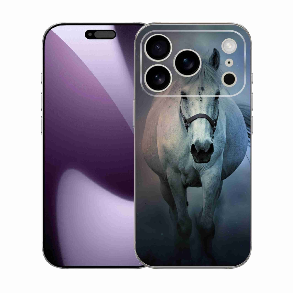 Gélový kryt mmCase na iPhone 17 Pro - bežiaci biely kôň