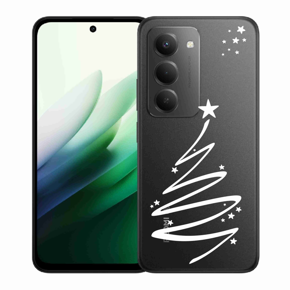 Gélový kryt mmCase na Xiaomi Redmi 15 5G (169mm) - biely stromček na priehľadnom pozadí