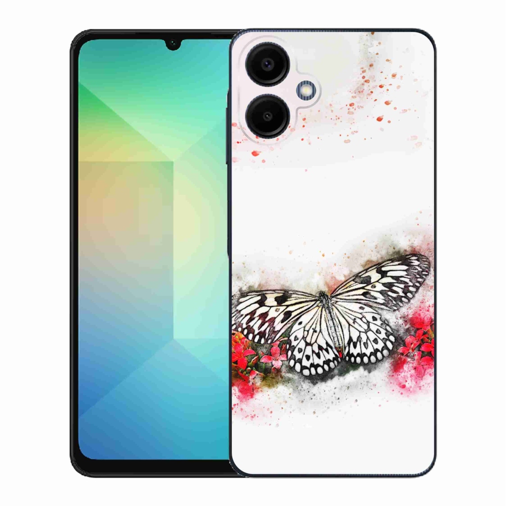 Gélový kryt mmCase na Samsung Galaxy A06 4G - čiernobiely motýľ