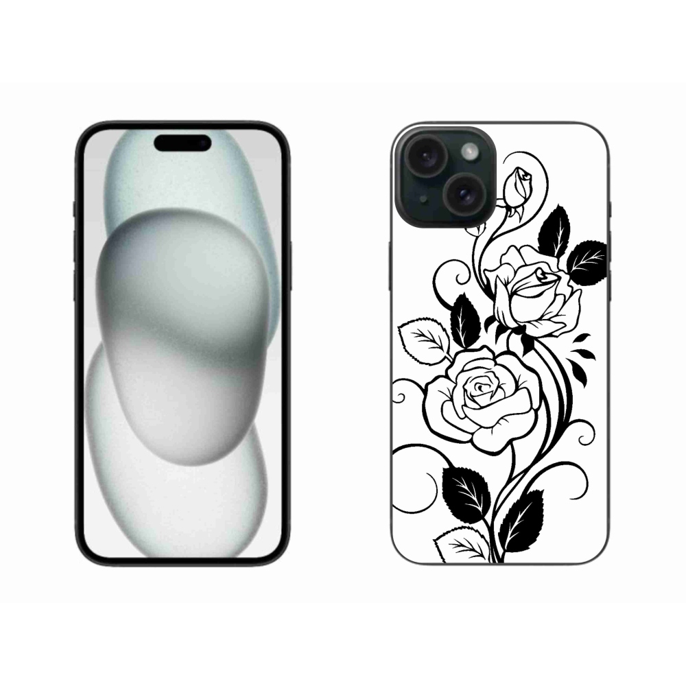 Gélový kryt mmCase na iPhone 15 Plus - čiernobiela ruža