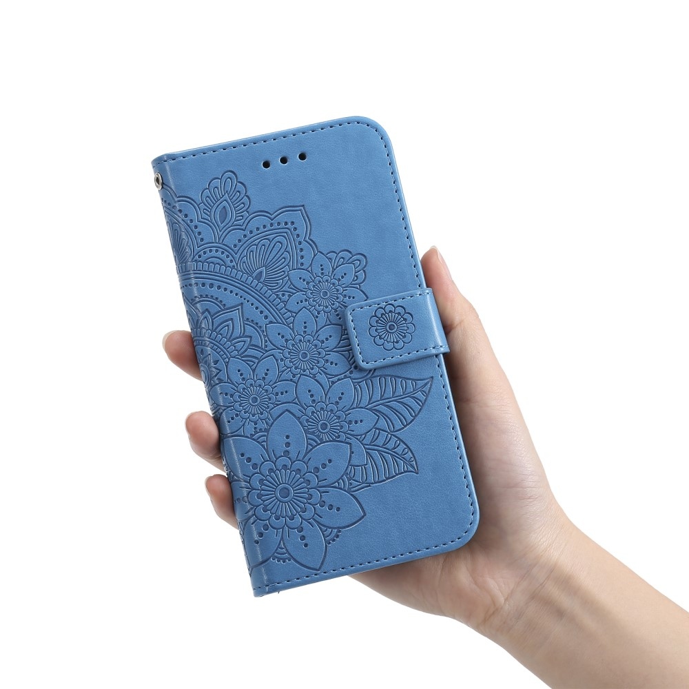 Floral knižkové puzdro na Realme 14 5G - modré