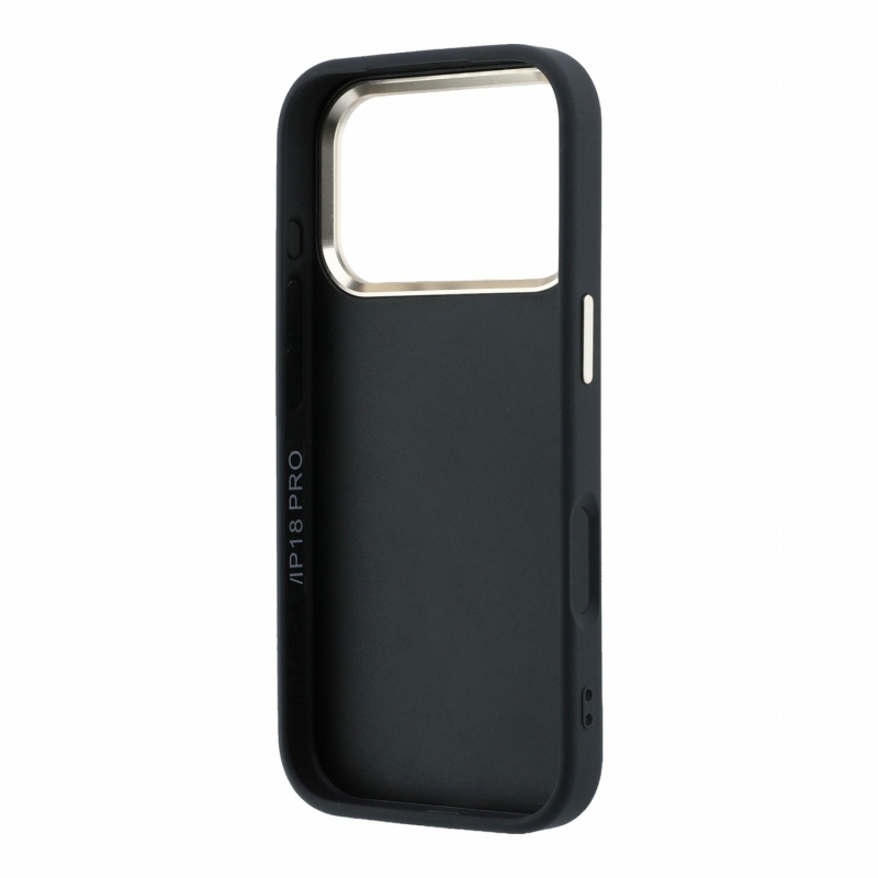 Guess PU 4G Resin Metal Logo – zadný kryt pre iPhone 18 Pro, čierny