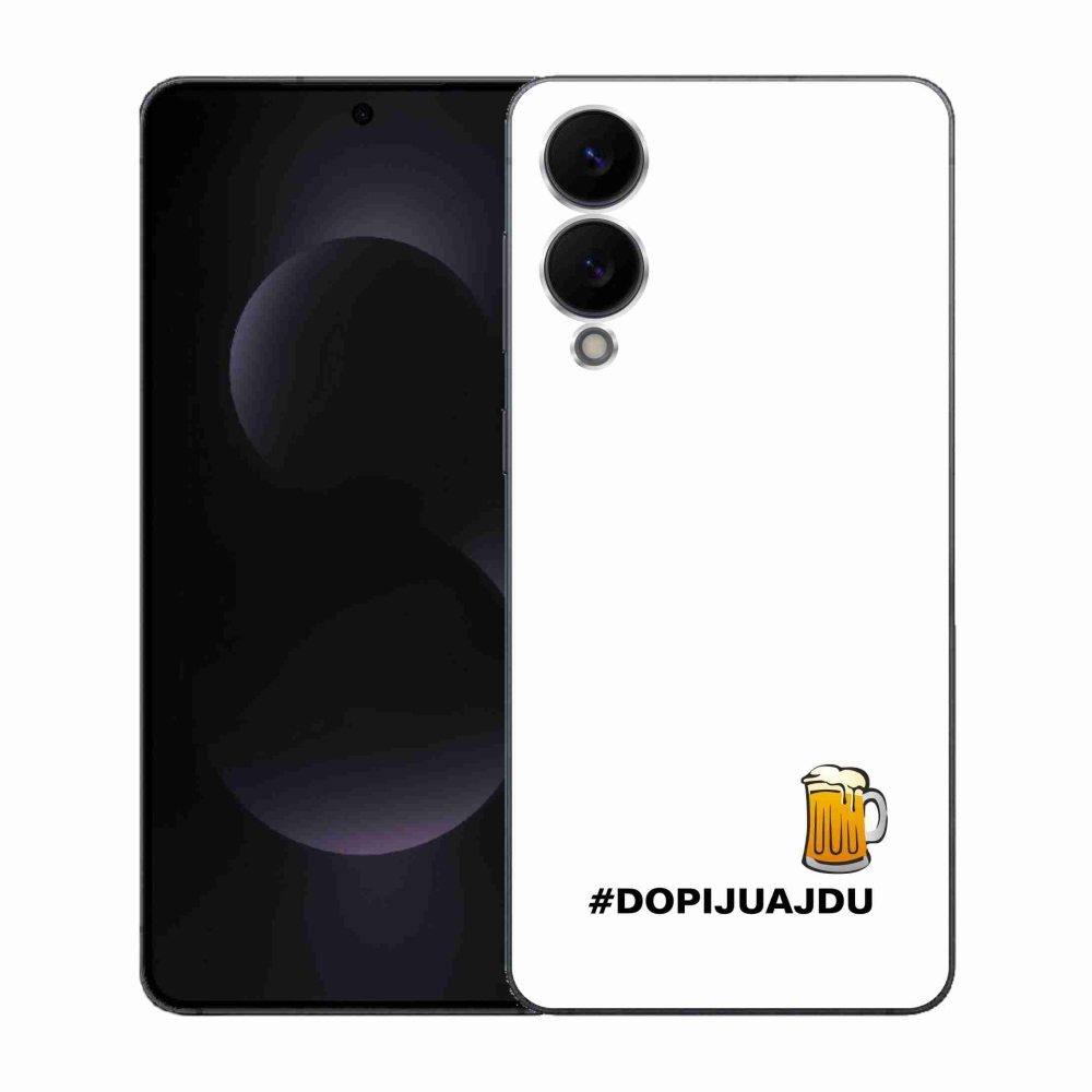 Gélový kryt mmCase na Samsung Galaxy S25 Edge - pivný motív 1 biele pozadie