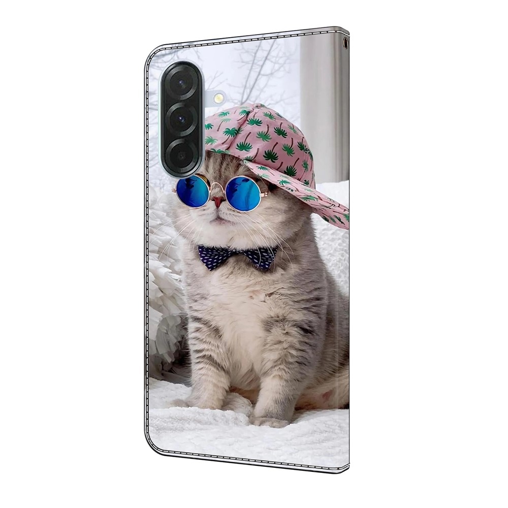 Fashion knižkové púzdro na Samsung Galaxy A36 5G - mačka v šiltovke