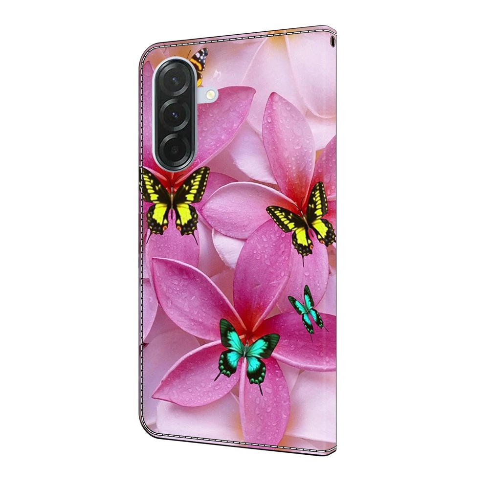 Fashion knižkové púzdro na Samsung Galaxy A36 5G - motýle a ružové kvety