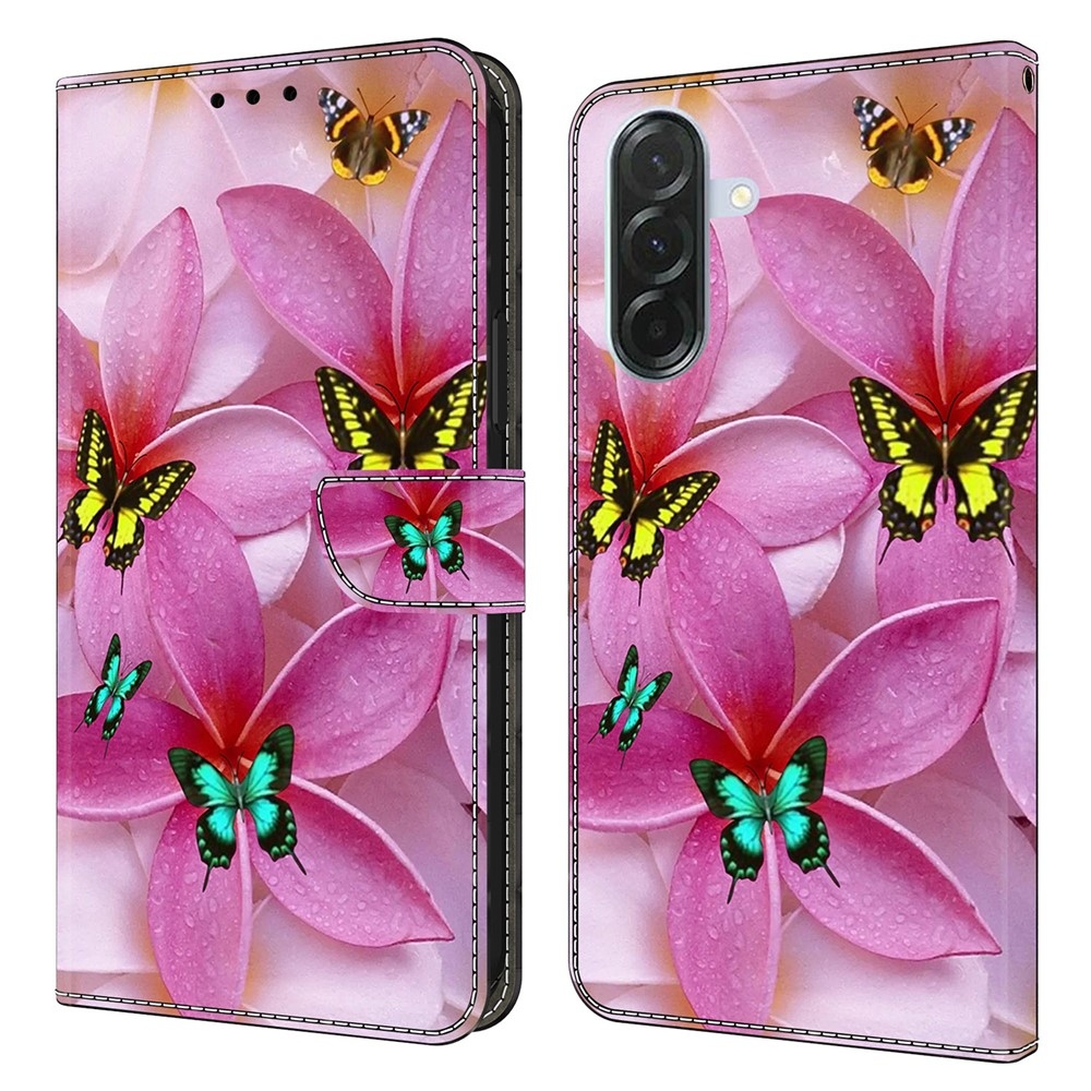 Fashion knižkové púzdro na Samsung Galaxy A36 5G - motýle a ružové kvety