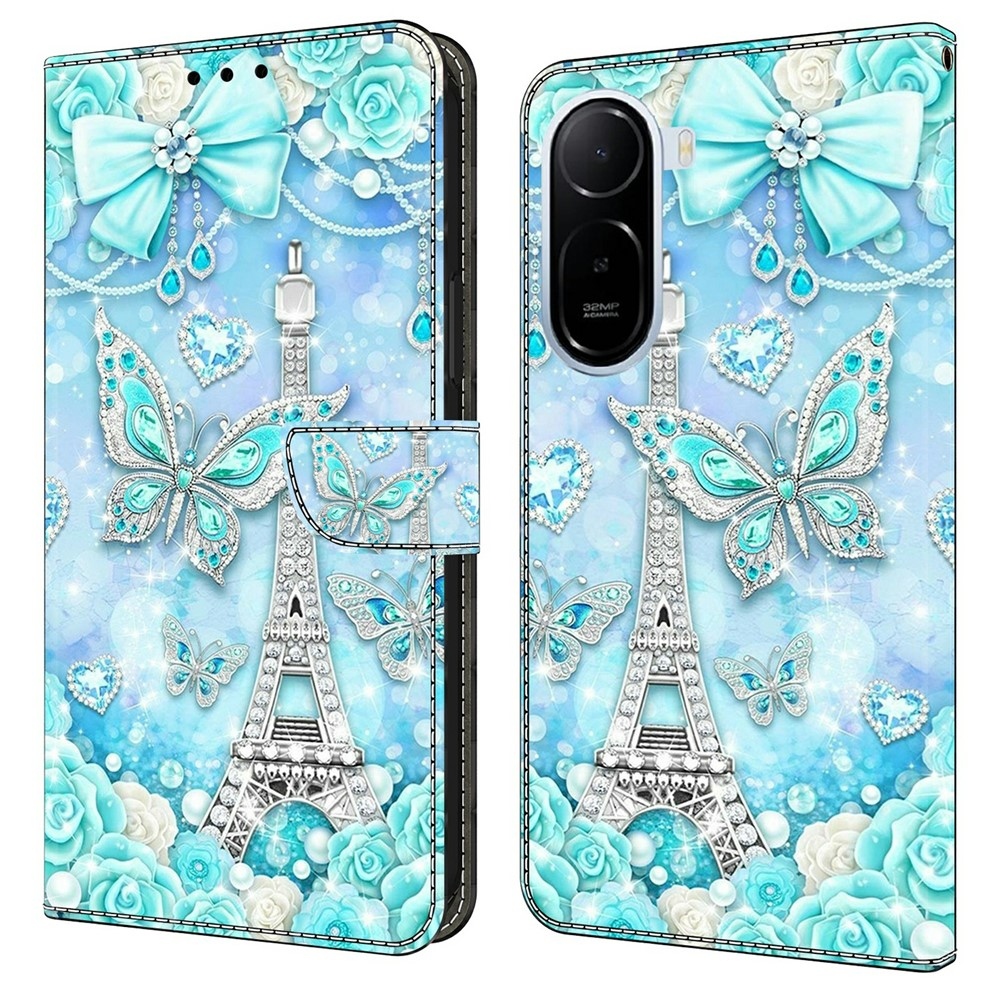 Fashion knižkové puzdro na Xiaomi Redmi A7 Pro - Eiffelova veža a motýle