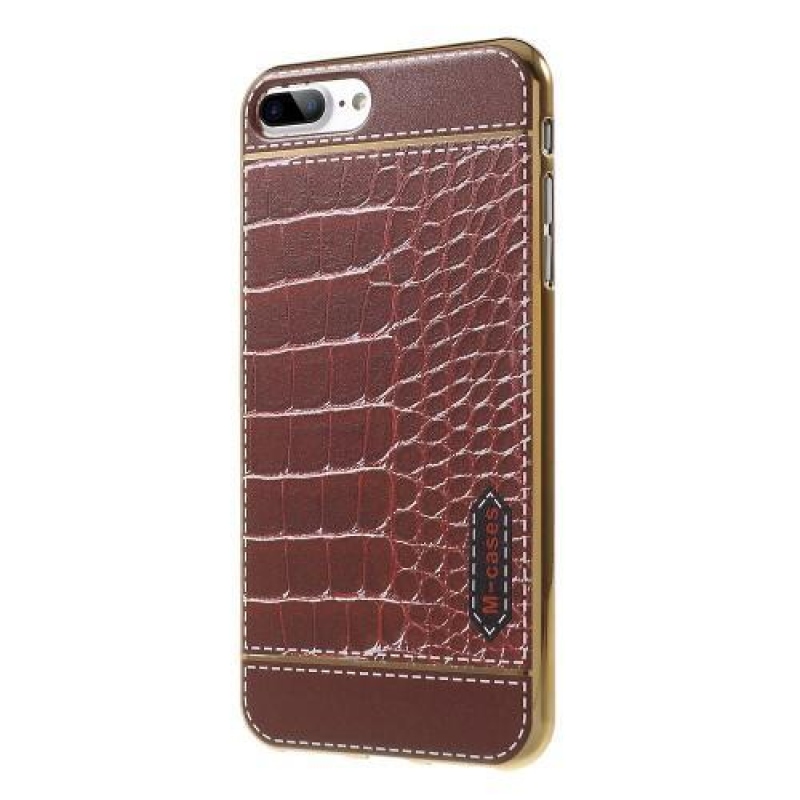 FashionStyle gélový obal s PU koženými chrbtom na iPhone 8 Plus a iPhone 7 Plus - krokodílej kože