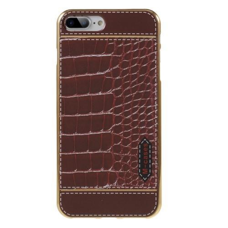 FashionStyle gélový obal s PU koženými chrbtom na iPhone 8 Plus a iPhone 7 Plus - krokodílej kože