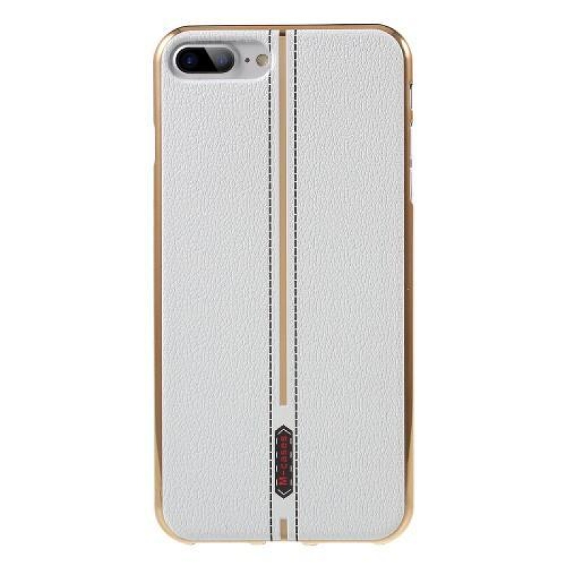 FashionStyle gélový obal s PU koženými chrbtom na iPhone 8 Plus a iPhone 7 Plus - white