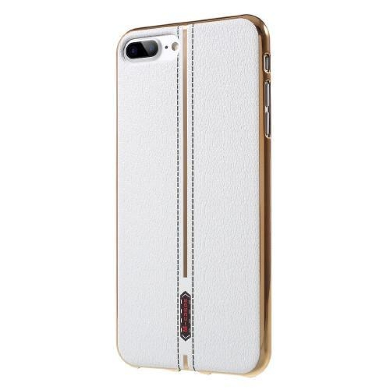 FashionStyle gélový obal s PU koženými chrbtom na iPhone 8 Plus a iPhone 7 Plus - white