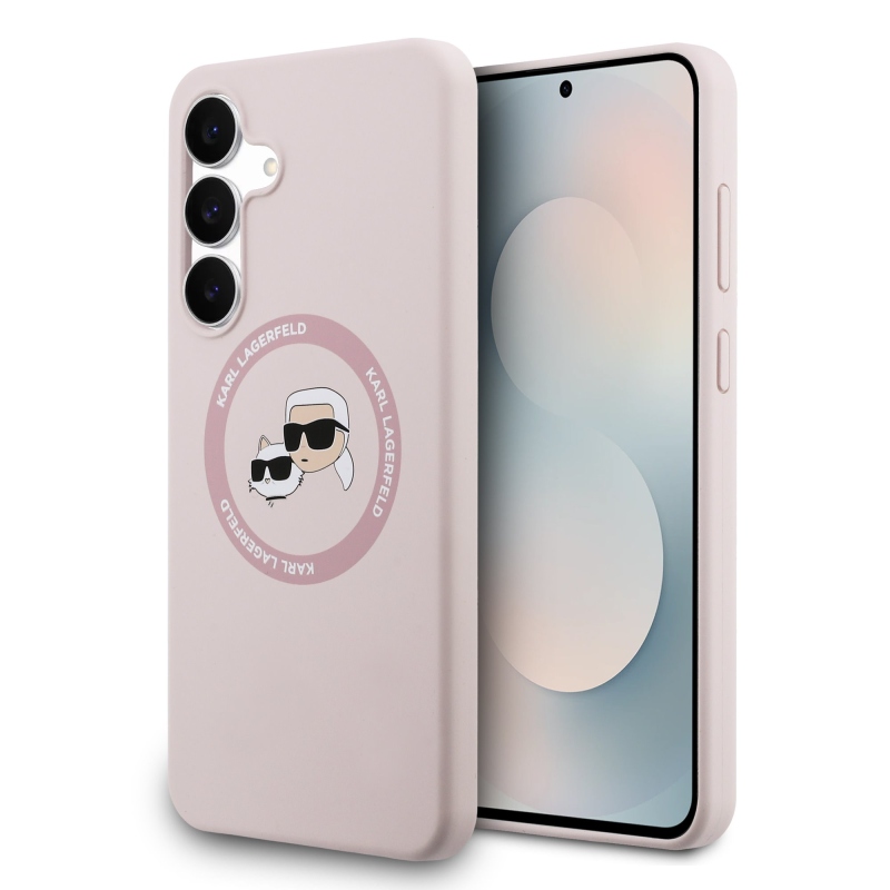 Karl Lagerfeld Liquid Silicone K&CH Heads MagSafe Zadný Kryt pre Samsung Galaxy S25 FE Pink