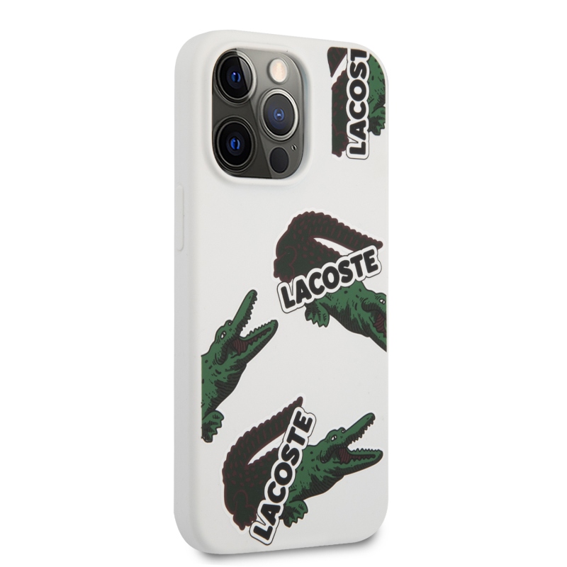 Lacoste Liquid Silicone Allover Pattern Kryt pre iPhone 13 Pro Max White