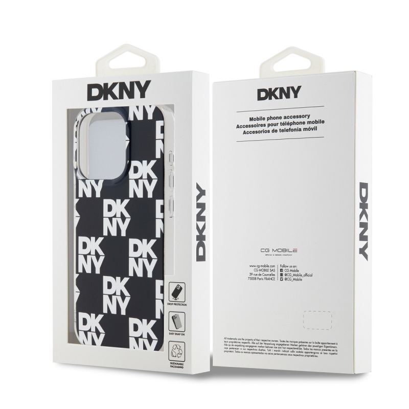 DKNY PC/TPU Checkered Pattern Zadný Kryt pre iPhone 14 Pro Black