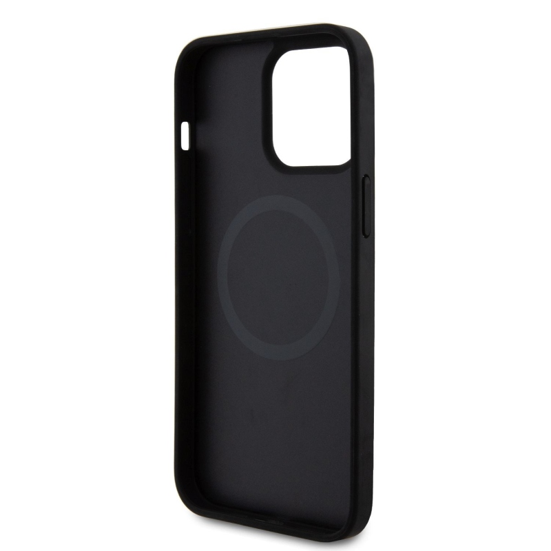 Ferrari PU Leather Bottom Carbon MagSafe Zadný Kryt pre iPhone 15 Pro Max Black