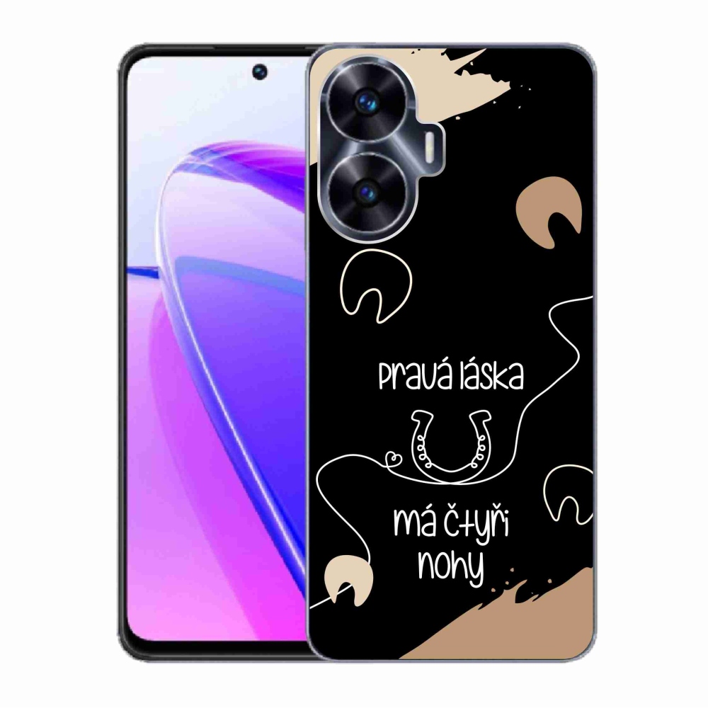 Gélový kryt mmCase na Realme C55 - konský motív čierne pozadie