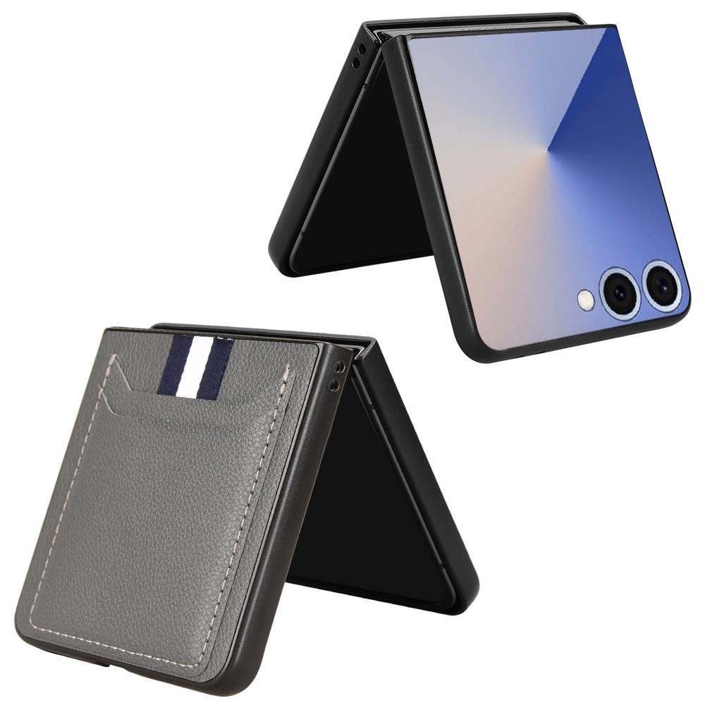 Combi plastový kryt s umelou kožou na Samsung Galaxy Z Flip7 5G - šedý