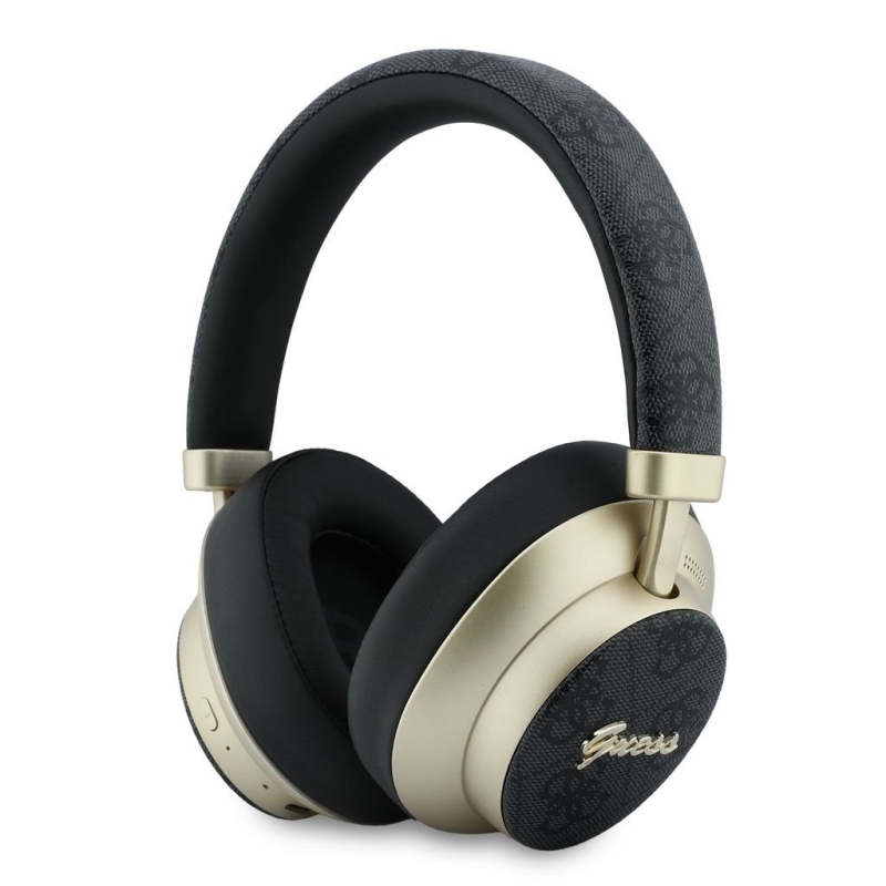 Guess PU 4G Gold Script Metal Logo ENC bezdrôtové slúchadlá čierne