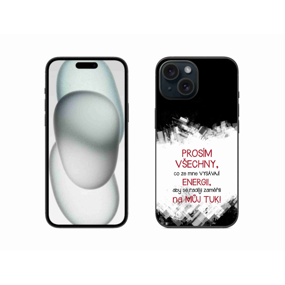 Gélový kryt mmCase na iPhone 15 - vtipný text 1 červený