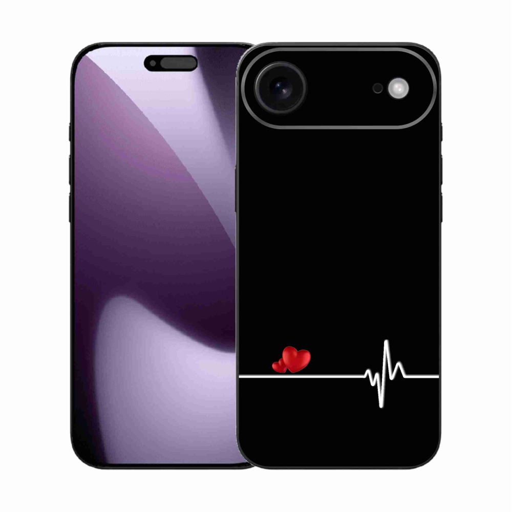 Gélový kryt mmCase na iPhone 17 Air - srdce a tep čierne pozadie