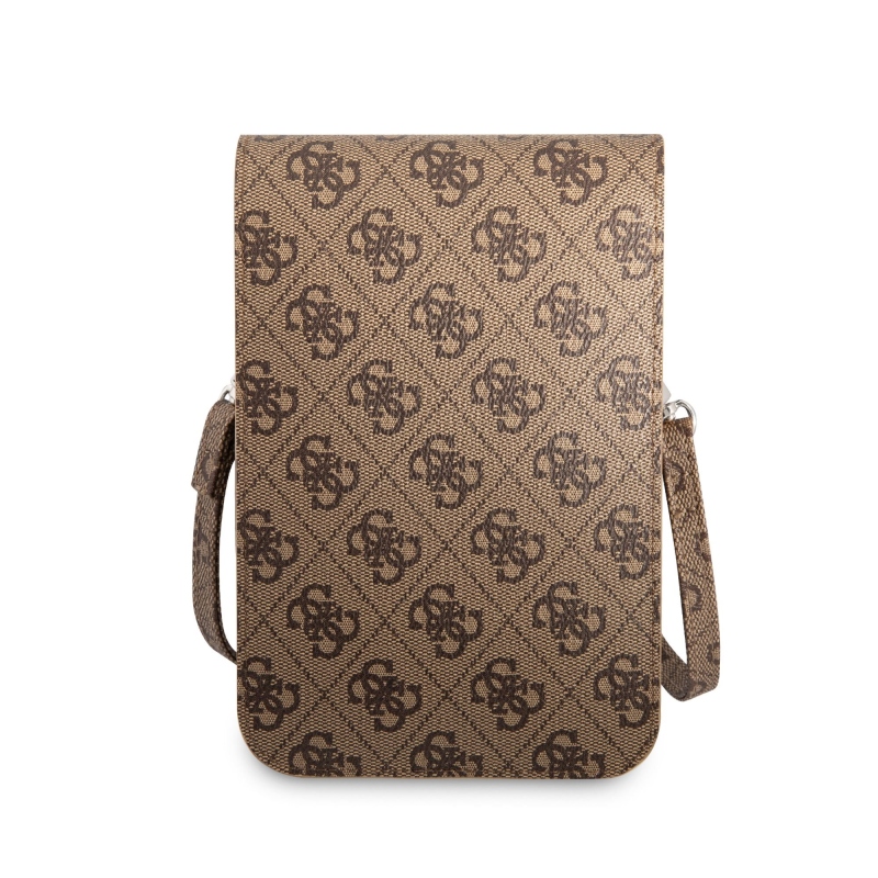 Guess PU 4G Triangle Logo Phone Bag Brown