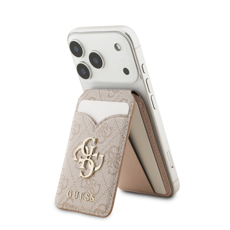 Guess PU 4G Mirror MagSafe Cardslot peňaženka so stojanom ružová