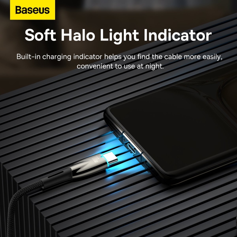 Baseus Glimmer Series Fast Charging Dátový Kábel USB-A - USB-C 100W 1m Black