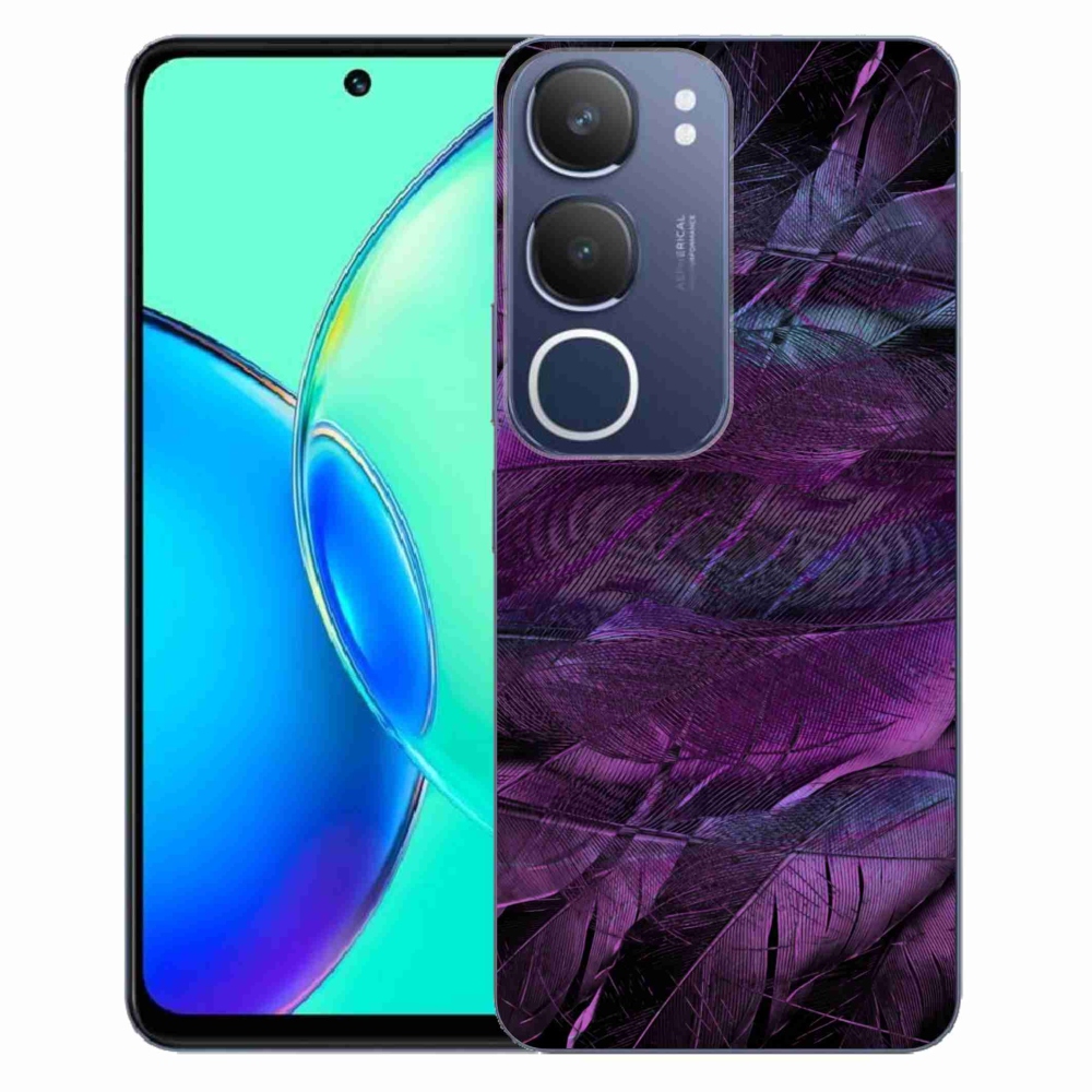 Gélový kryt mmCase na Vivo Y19s - fialové pierka