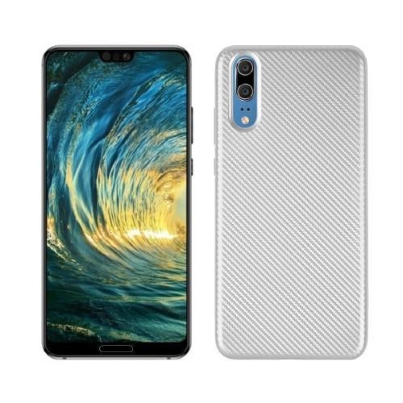 Fiber gélový obal s textúrou na Huawei P20 - strieborný