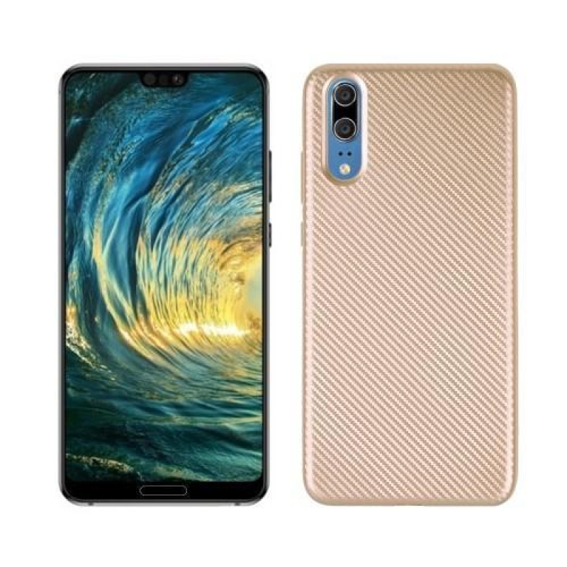 Fiber gélový obal s textúrou na Huawei P20 - zlatý