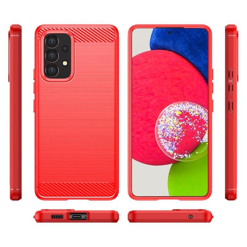 Carbon odolný gélový obal na mobil Samsung Galaxy A53 5G - červený