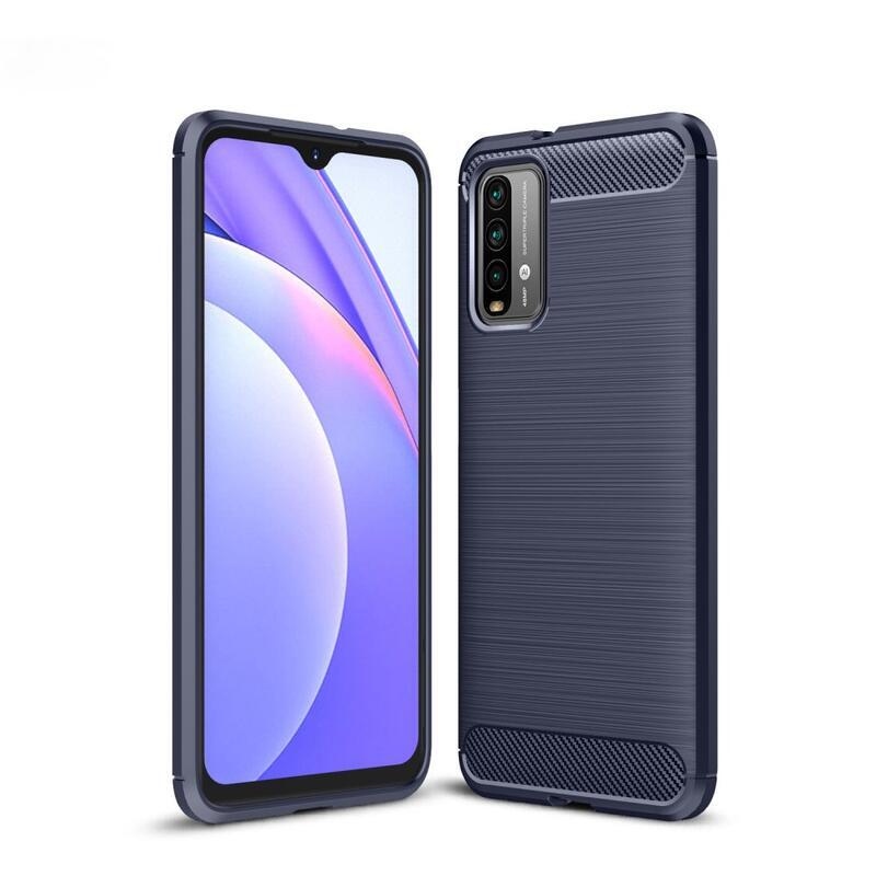 Carbon odolný gélový obal na mobil Xiaomi Poco M3/Redmi 9T - modrý