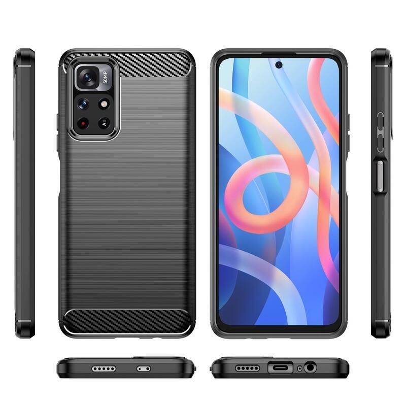 Carbon odolný gélový obal pro mobil Xiaomi Poco M4 Pro 5G/Redmi Note 11S 5G - čierny