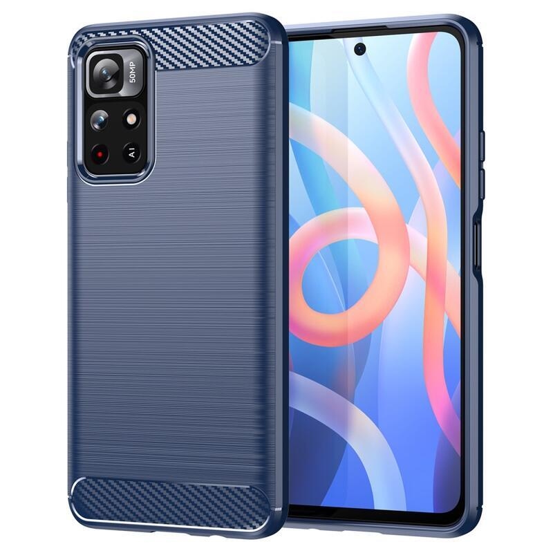 Carbon odolný gélový obal pro mobil Xiaomi Poco M4 Pro 5G/Redmi Note 11S 5G - modrý