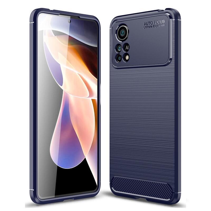 Carbon odolný gélový obal na mobil Xiaomi Poco X4 Pro 5G - modrý