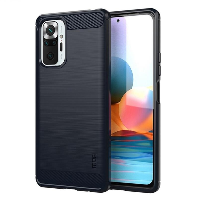 Carbon odolný gélový obal na mobil Xiaomi Redmi Note 10 Pro - modrý