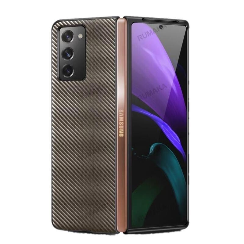 Fiber plastový obal na mobilný telefón Samsung Galaxy Z Fold2 5G - sivý