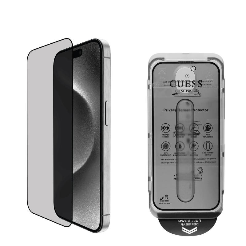 Guess Tvrdené Sklo 2.5D PRIVACY pre iPhone 16 Black