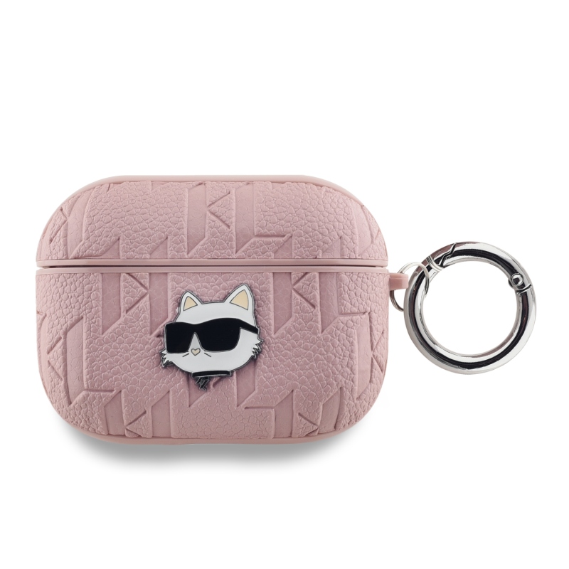 Karl Lagerfeld PU Embossed Choupette Head Puzdro pre AirPods Pro Pink