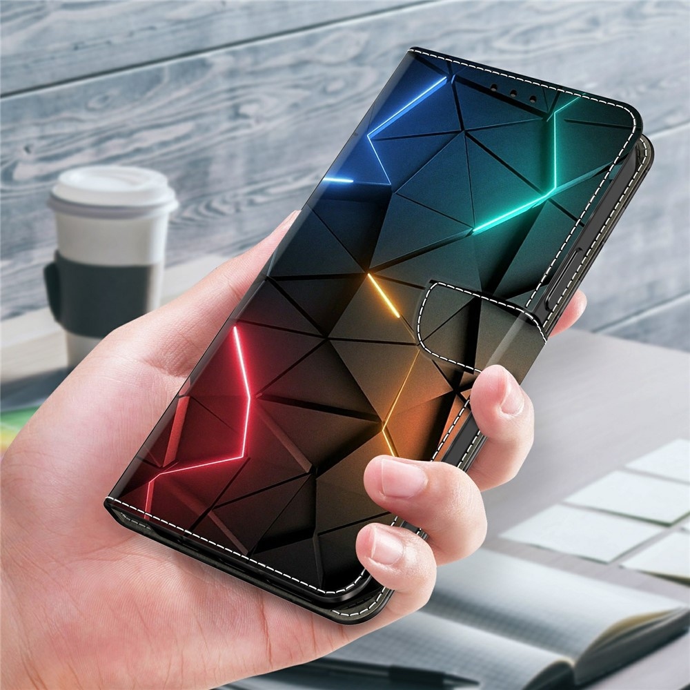 Firmly knižkové puzdro na Samsung Galaxy A37 5G - neónové trojuholníky