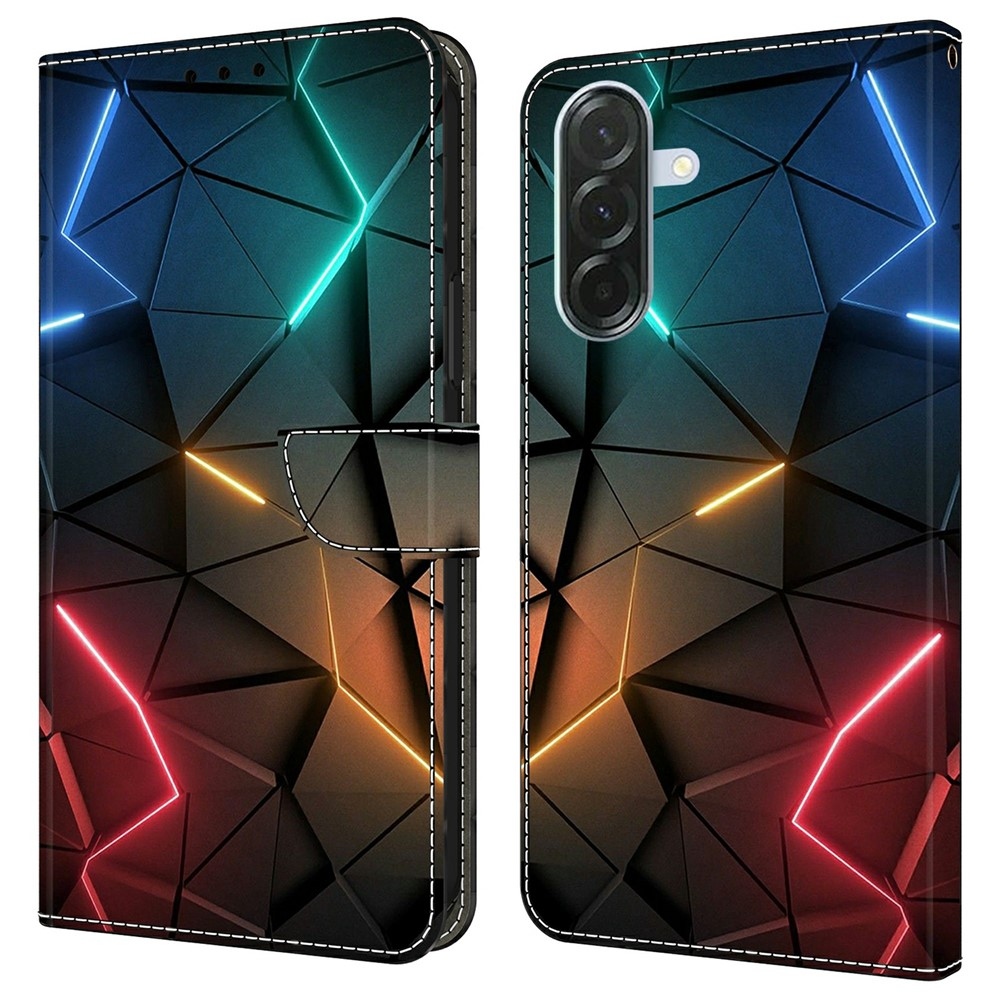 Firmly knižkové puzdro na Samsung Galaxy A37 5G - neónové trojuholníky