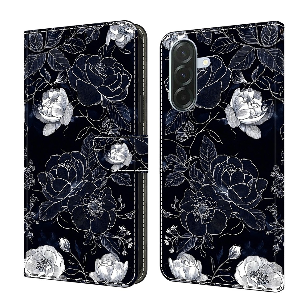 Firmly knižkové púzdro na Samsung Galaxy A57 5G - čiernobiele kvety