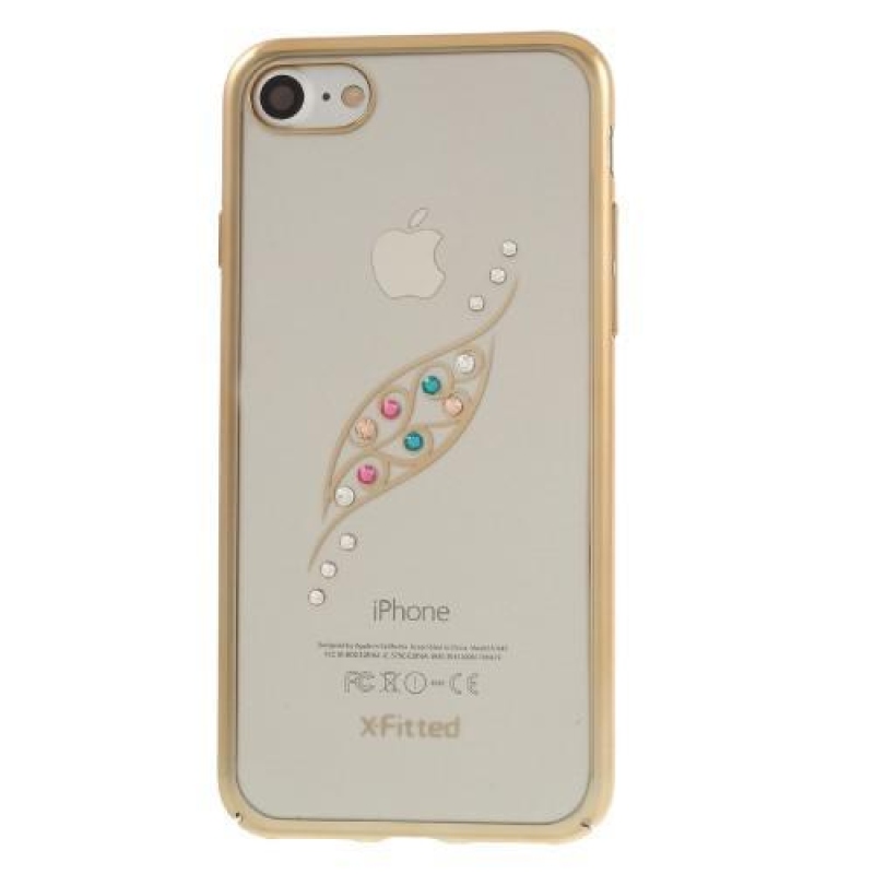 Fitt zdobený plastový obal na iPhone 7 a 8 - zlatý lístoček
