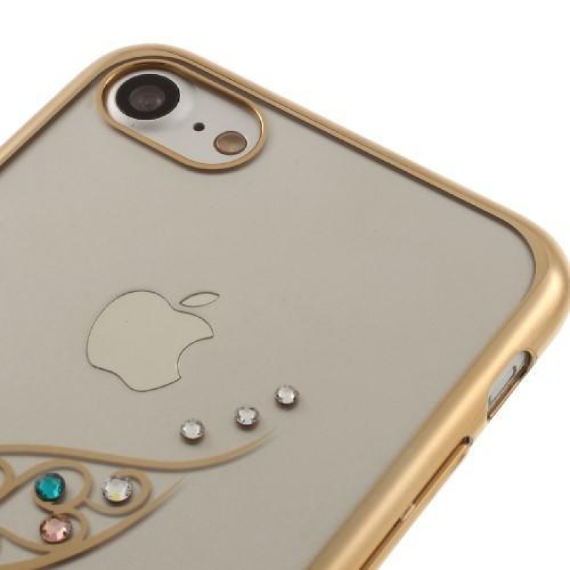Fitt zdobený plastový obal na iPhone 7 a 8 - zlatý lístoček