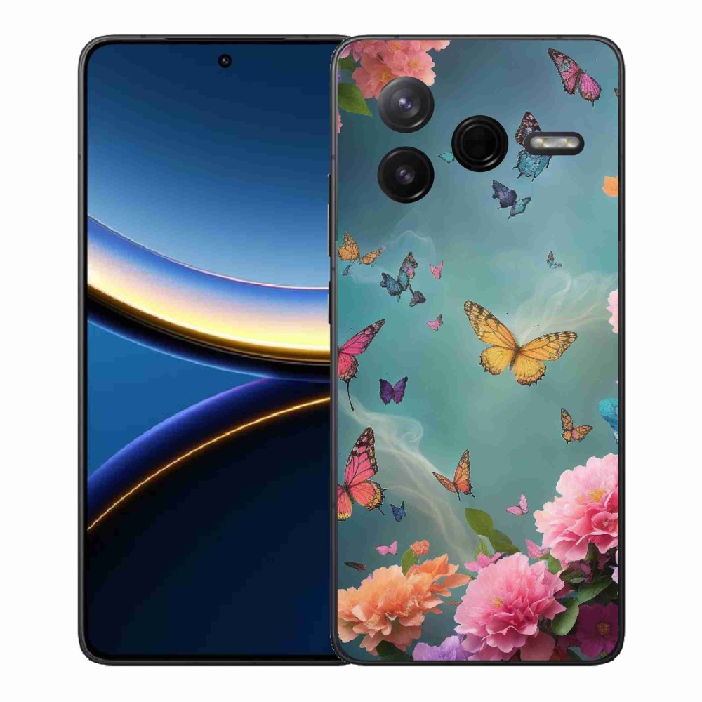 Gélový kryt mmCase na Xiaomi Poco F7 Pro - farebné kvety a motýle