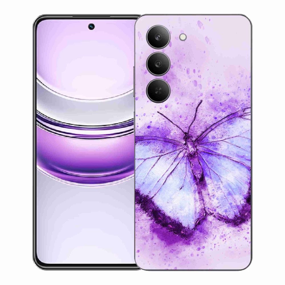 Gélový kryt mmCase na Realme 14x 5G - fialový motýľ